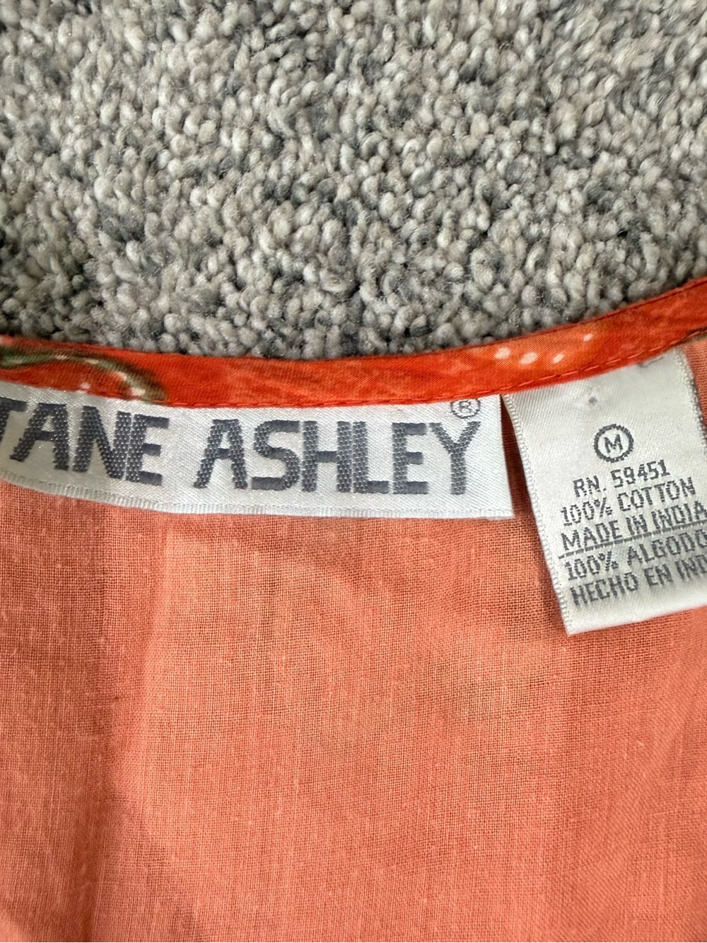 Vtg Jane Ashley 100% Cotton Voile Novelty Print Orange Midi Dress Women’s M - Picture 2 of 11